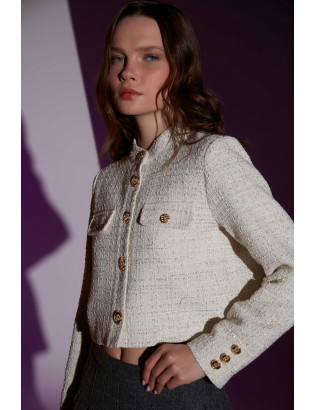 LOLİTA CROP JACKET - WHİTE