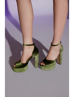 VELVET SHOES - OLIVE GREEN